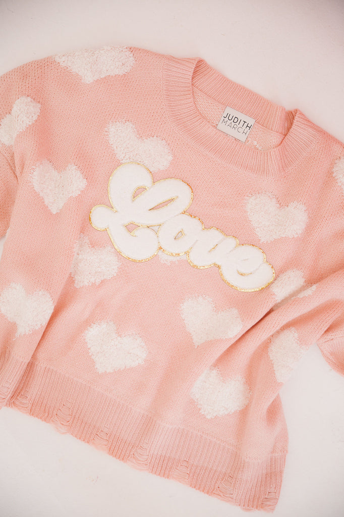 LOVE PINK HEART SWEATER SWEATER Judith March