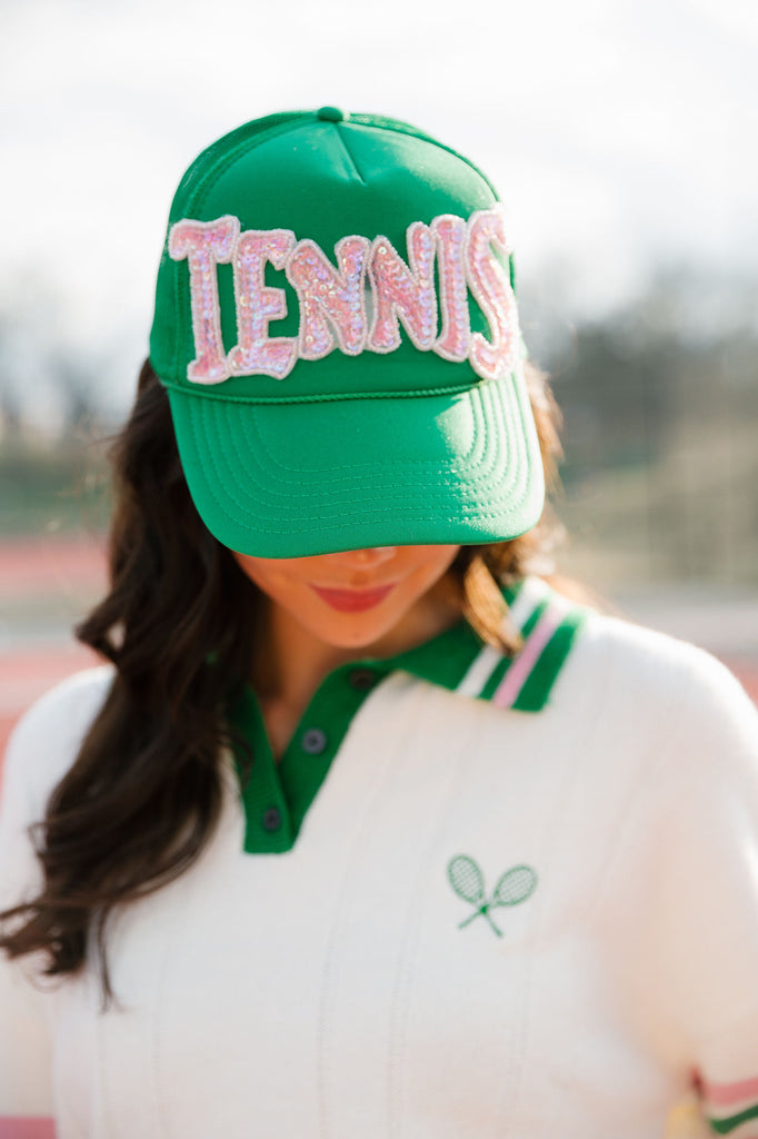 TENNIS BEADED TRUCKER HAT HAT Judith March