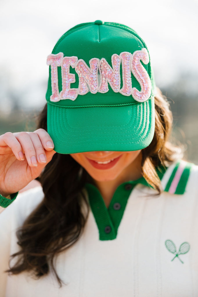 TENNIS BEADED TRUCKER HAT HAT Judith March