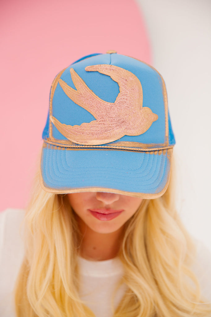 LOVEBIRD BLUE TRUCKER HAT* HAT Judith March