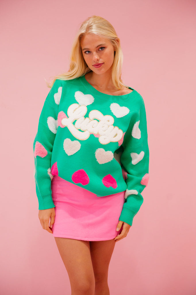 LUCKY GREEN HEART SWEATER SWEATER Judith March