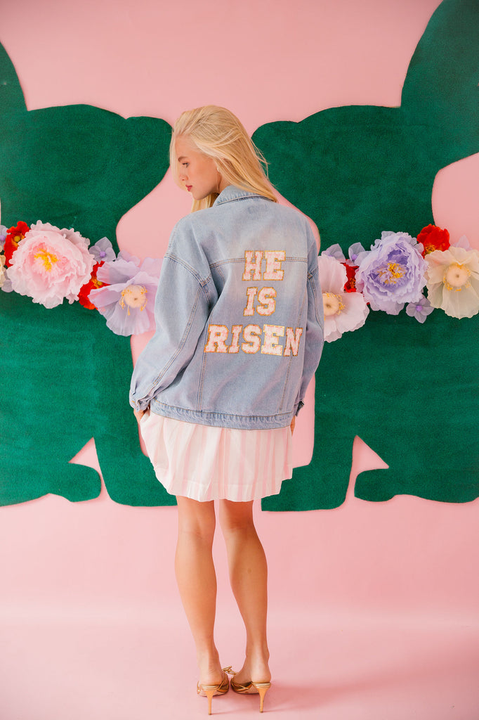 HE IS RISEN DENIM JACKET JACKET Judith March