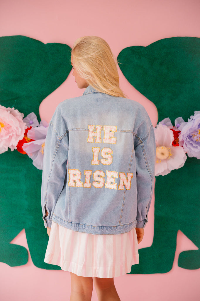 HE IS RISEN DENIM JACKET JACKET Judith March