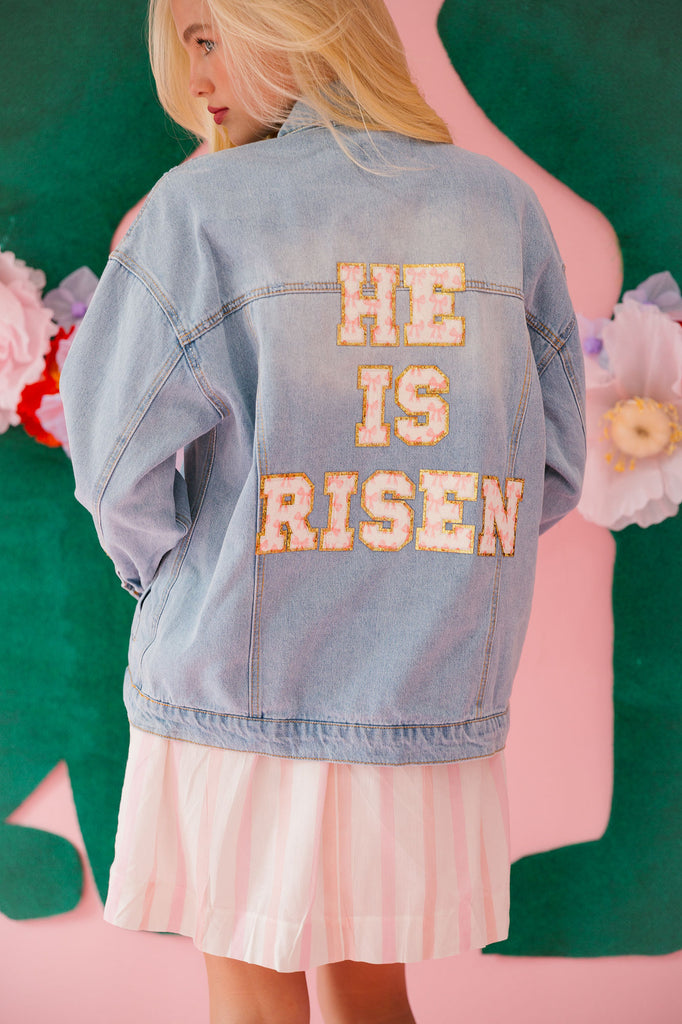 HE IS RISEN DENIM JACKET JACKET Judith March