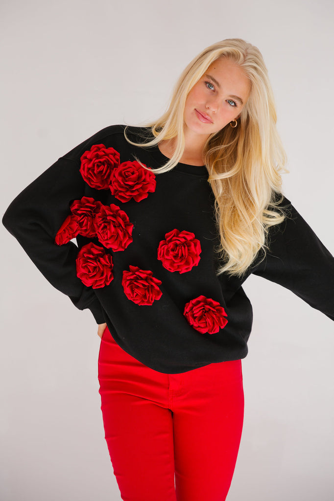 ROSES ARE RED BLACK PULLOVER PULLOVER Judith March