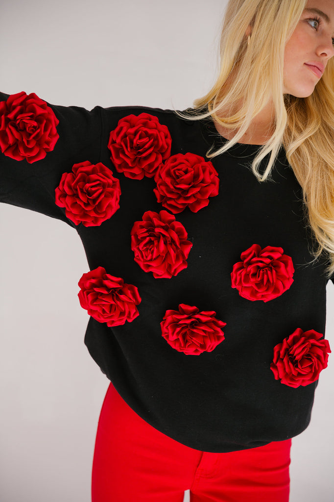 ROSES ARE RED BLACK PULLOVER PULLOVER Judith March