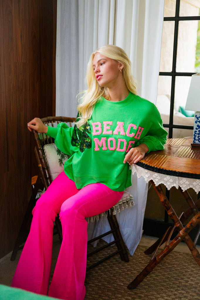 BEACH MODE GREEN PULLOVER PULLOVER Judith March