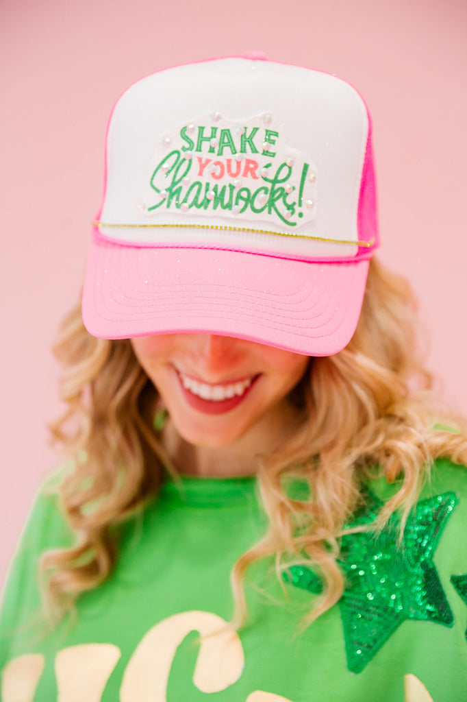 SHAKE YOUR SHAMROCK PINK TRUCKER HAT HAT Judith March