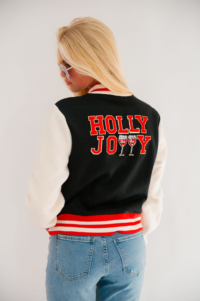 HOLLY JOLLY BLACK VARSITY JACKET JACKET Judith March   