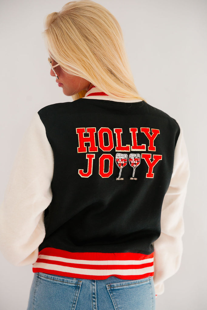 HOLLY JOLLY BLACK VARSITY JACKET JACKET Judith March   