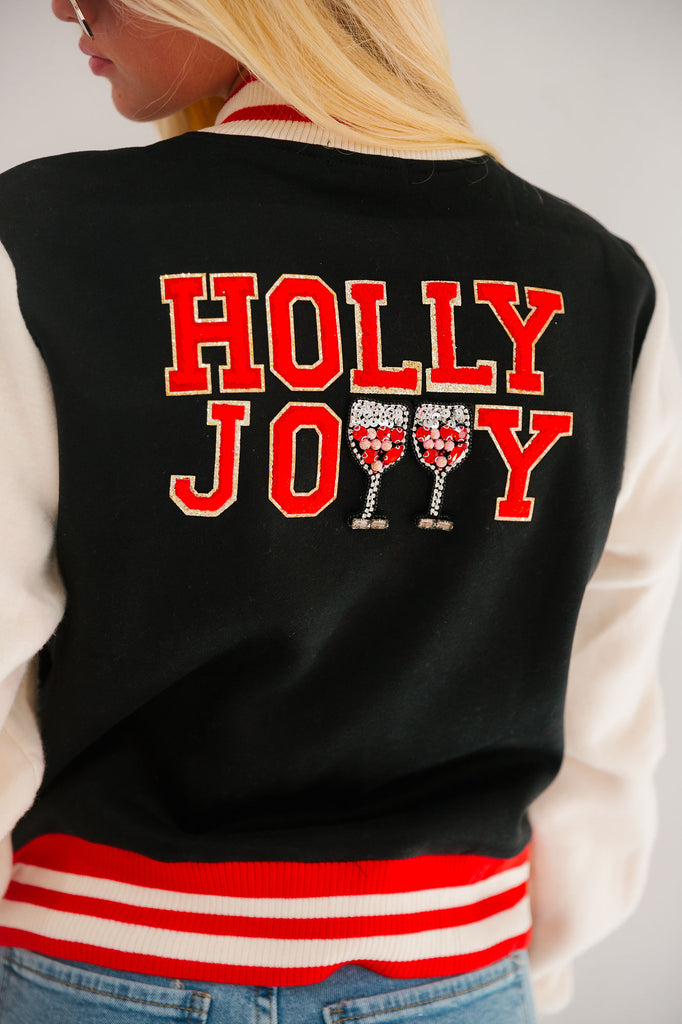 HOLLY JOLLY BLACK VARSITY JACKET JACKET Judith March   