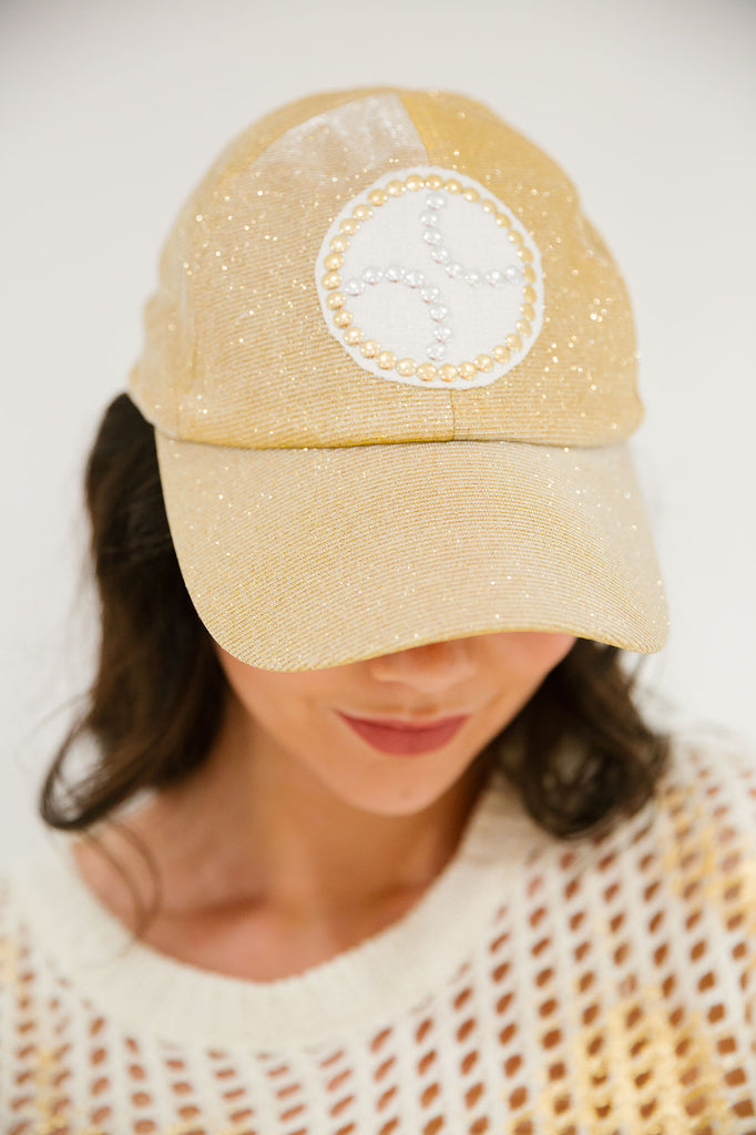 GOLDEN TENNIS GLITTER HAT HAT Judith March