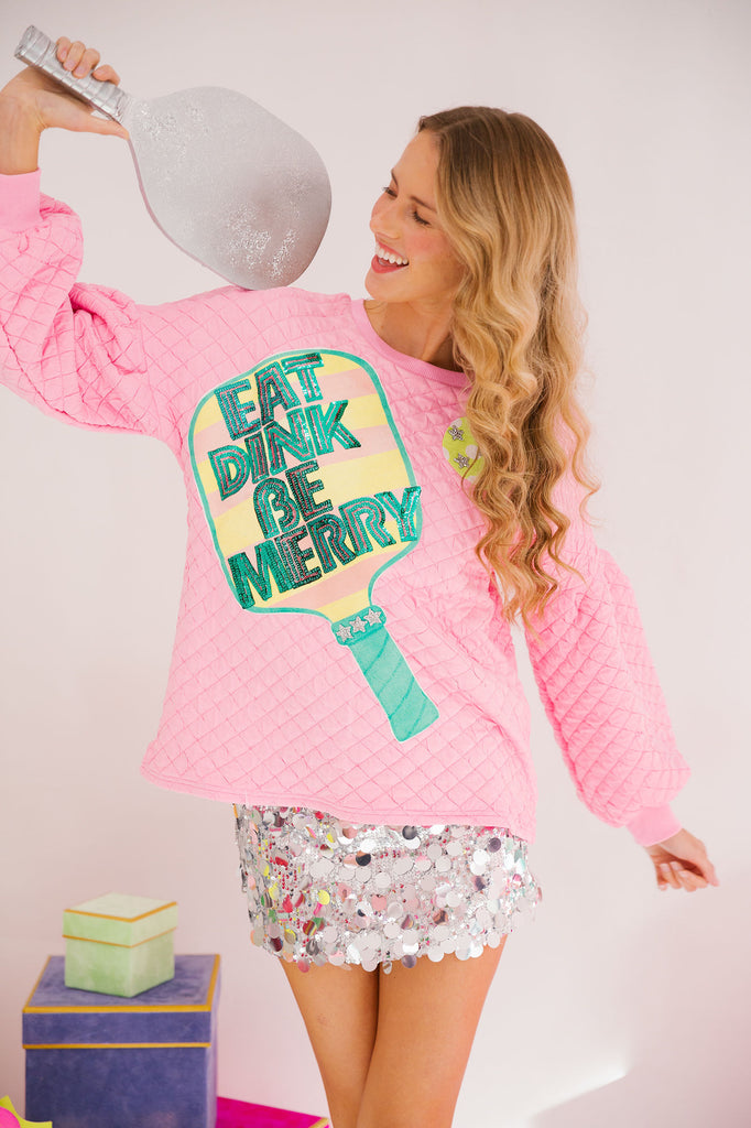 EAT DINK BE MERRY QUILTED PULLOVER PULLOVER Judith March   