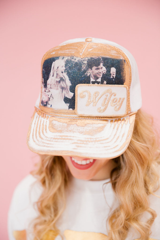 CUSTOM PHOTO WIFEY TRUCKER HAT HAT Judith March