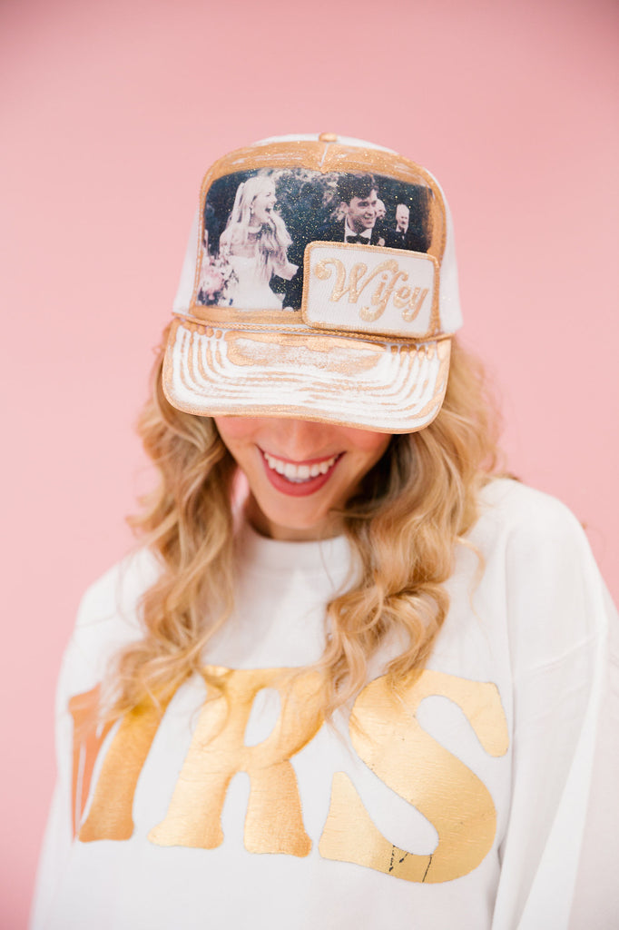 CUSTOM PHOTO WIFEY TRUCKER HAT HAT Judith March