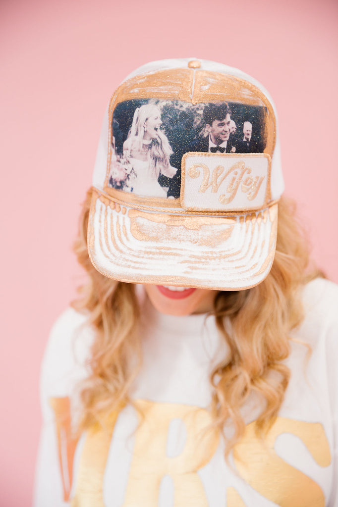 CUSTOM PHOTO WIFEY TRUCKER HAT HAT Judith March