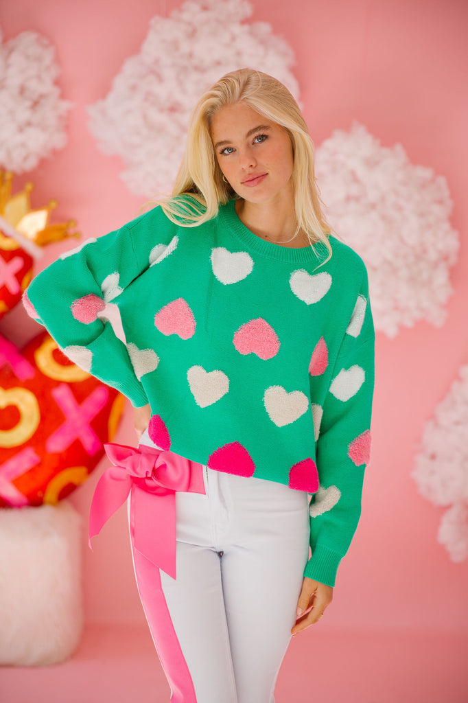 FALL IN LOVE GREEN SWEATER SWEATER Judith March