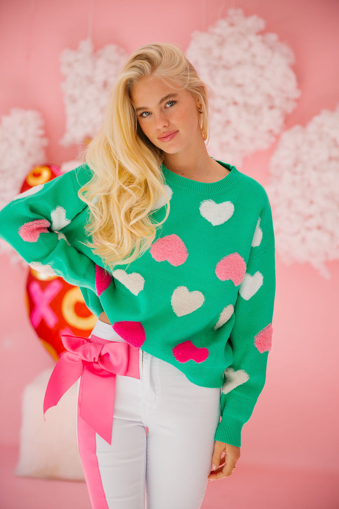 FALL IN LOVE GREEN SWEATER SWEATER Judith March