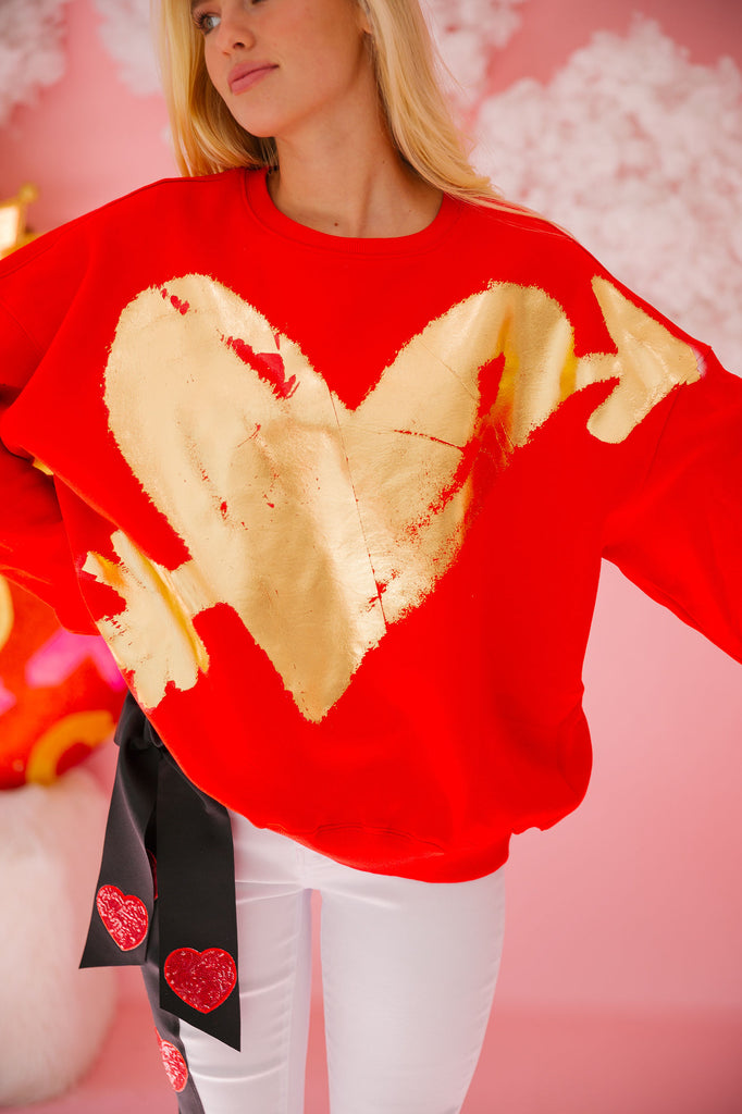 HEART OF GOLD RED PULLOVER PULLOVER Judith March