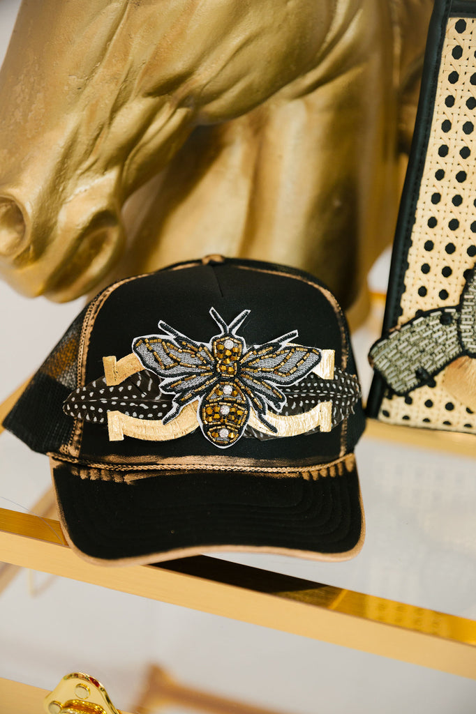 QUEEN BEE BLACK TRUCKER HAT HAT Judith March