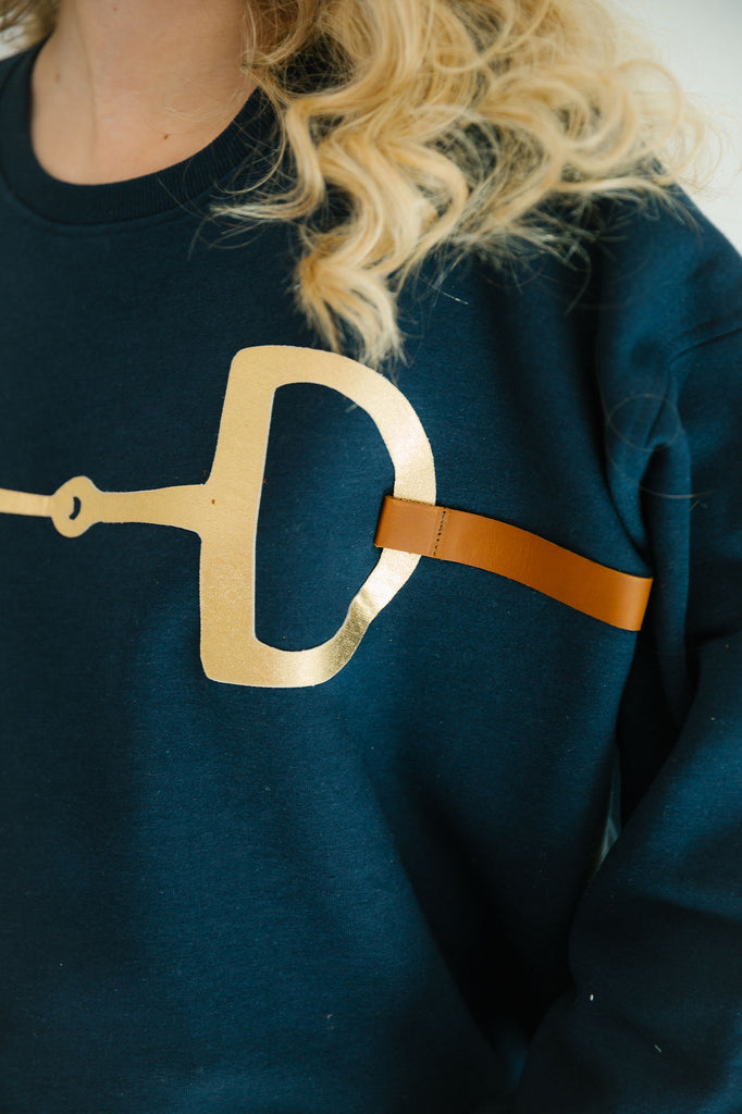 GOLDEN HORSE BIT NAVY PULLOVER PULLOVER Judith March