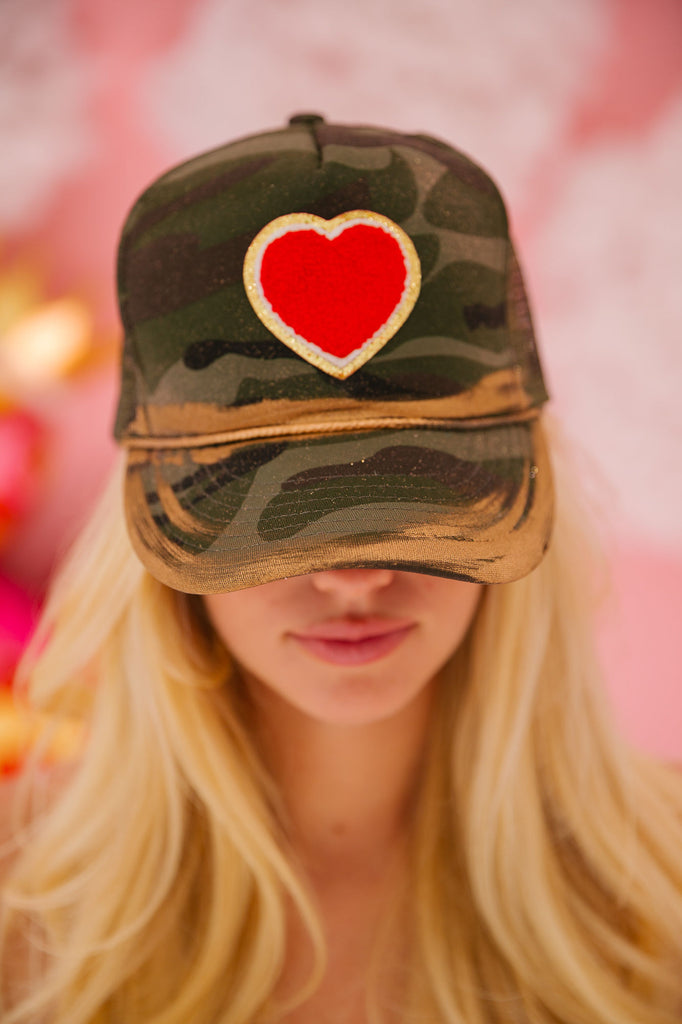 TERRY HEART CAMO TRUCKER HAT HAT Judith March