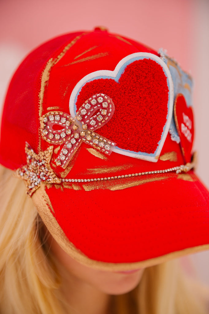 YOU ROCK RED TRUCKER HAT HAT Judith March