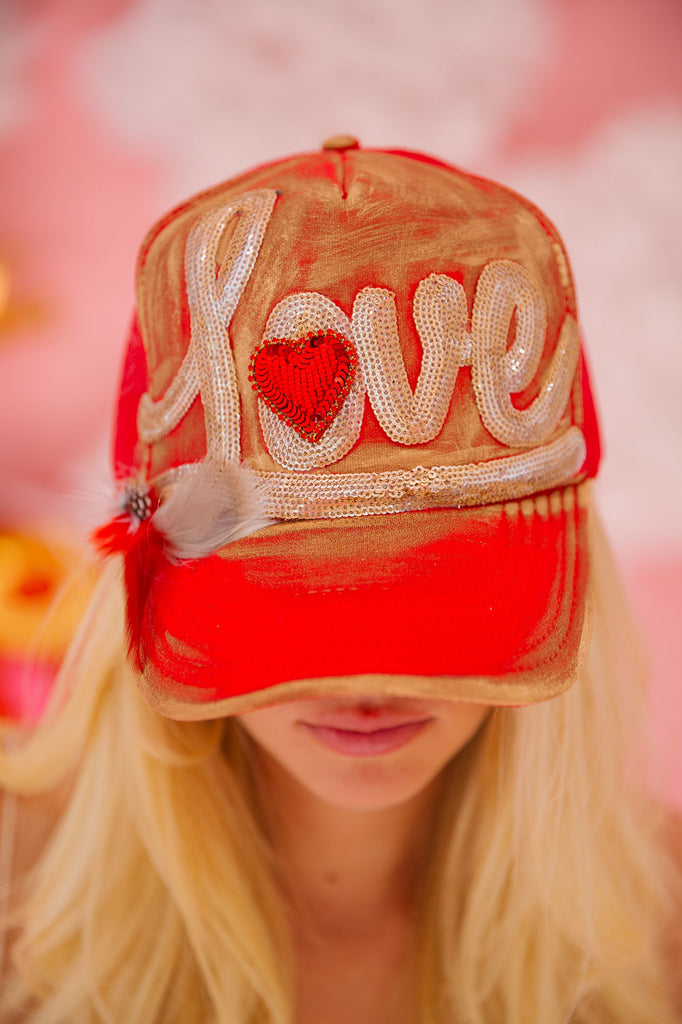 LOVE RED TRUCKER HAT HAT Judith March