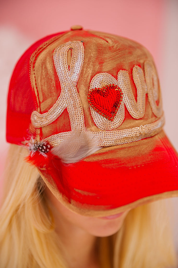 LOVE RED TRUCKER HAT HAT Judith March