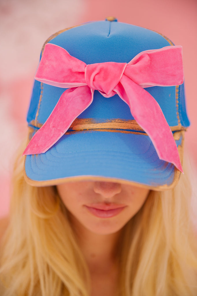 VELVET BOW BLUE TRUCKER HAT* HAT Judith March