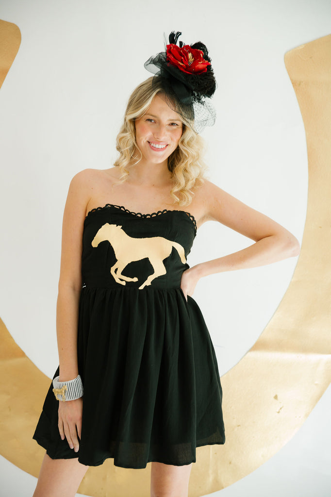 GOLDEN HORSE BLACK DRESS DRESS Judith March