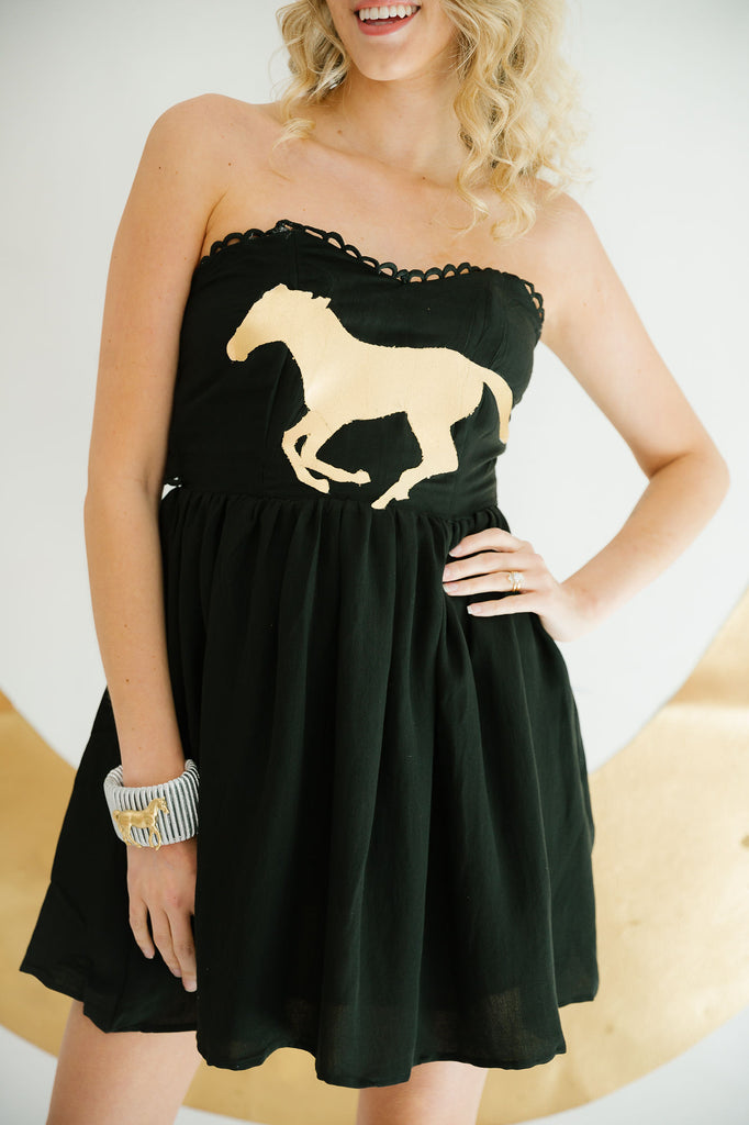 GOLDEN HORSE BLACK DRESS DRESS Judith March