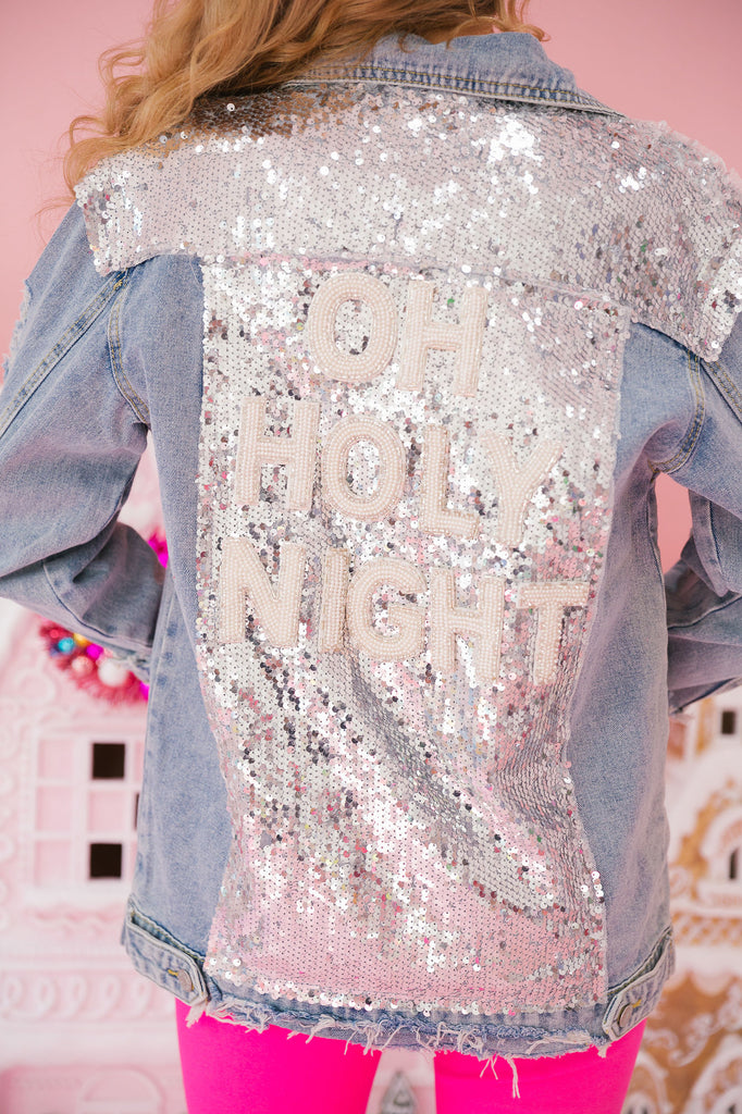 OH HOLY NIGHT SEQUIN DENIM JACKET JACKET Judith March   