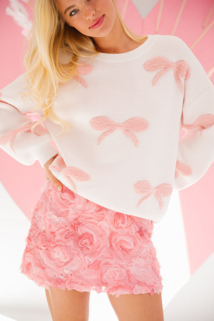 IN LOVE WITH BOWS PINK SWEATER SWEATER Judith March