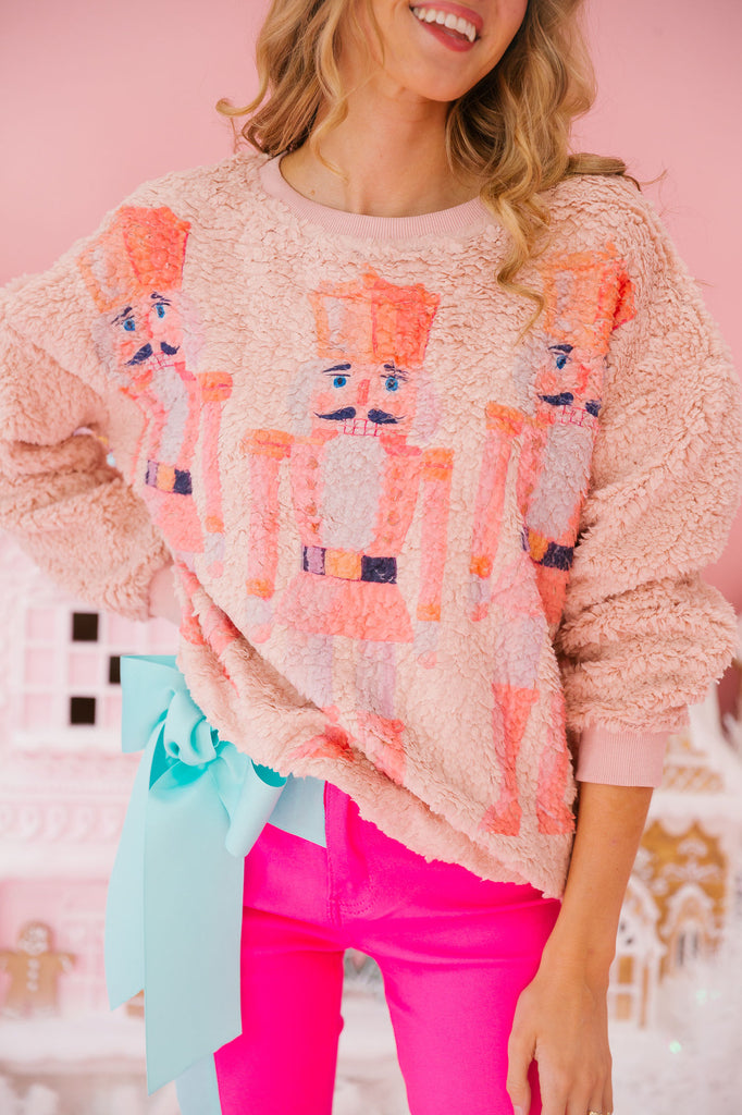 NUTCRACKER PINK FUZZY PULLOVER PULLOVER Judith March   