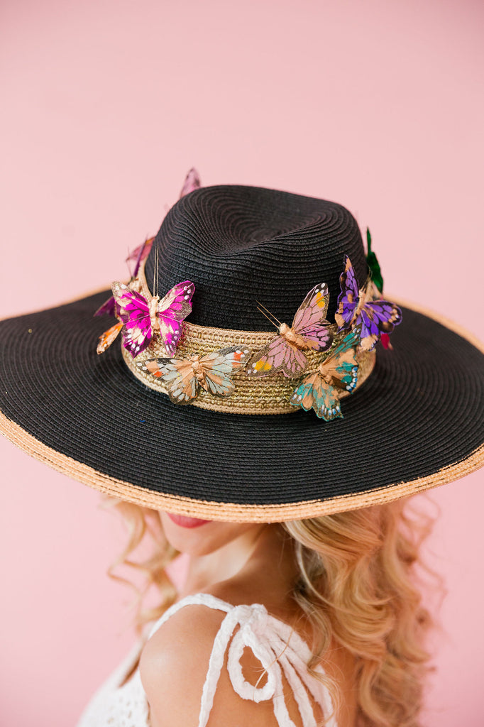 BUTTERFLY GARDEN RANCHER HATS RANCHER HAT Judith March BLACK HAT