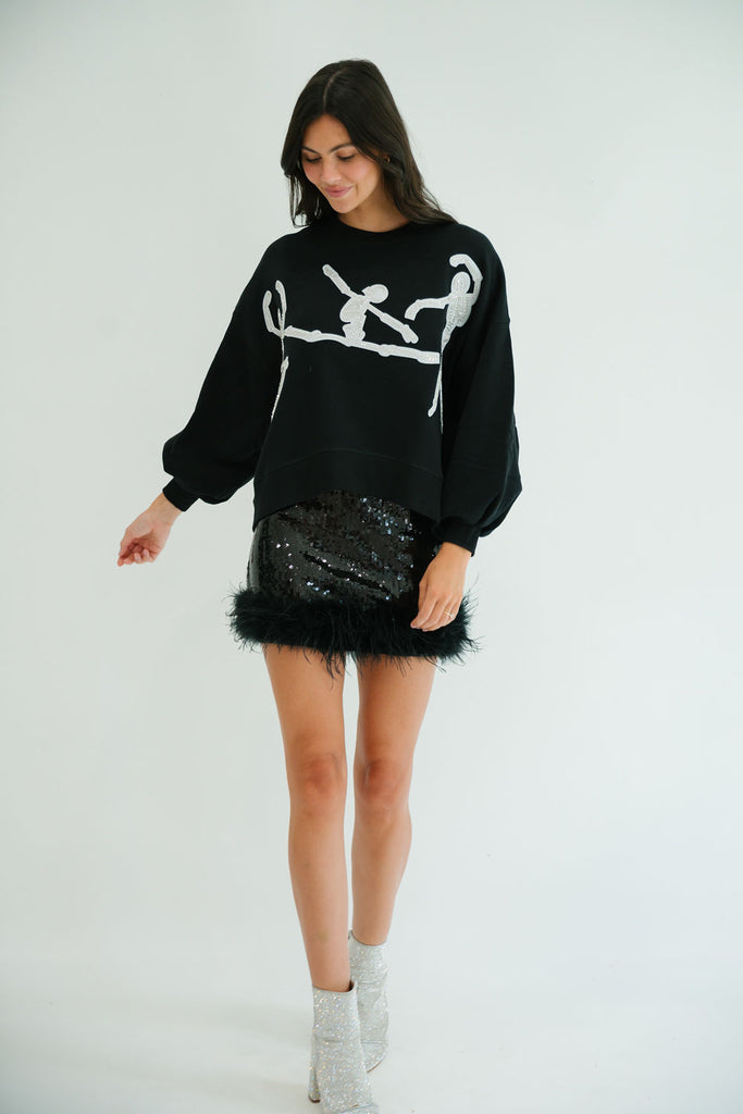 DANCING SKELETONS BLACK PULLOVER PULLOVER Judith March   