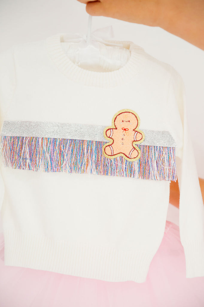 MINI KIDS GINGERBREAD FRINGE SWEATER SWEATER Judith March   