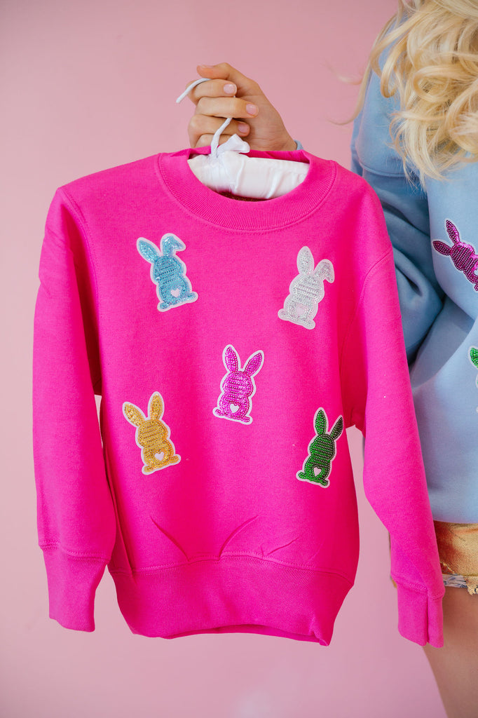 MINI KIDS BUNNY PATCHES PINK PULLOVER PULLOVER Judith March