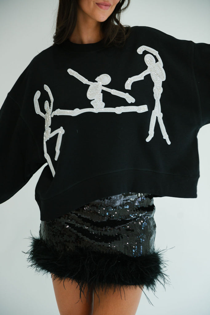 DANCING SKELETONS BLACK PULLOVER PULLOVER Judith March   