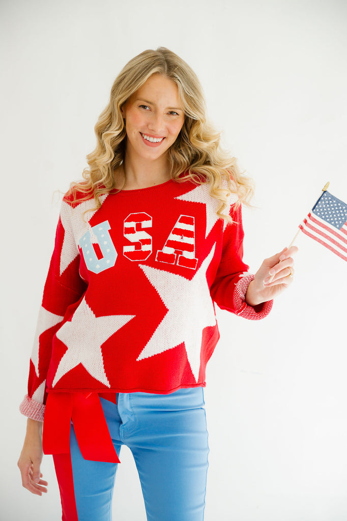 USA RED STAR SWEATER PULLOVER Judith March