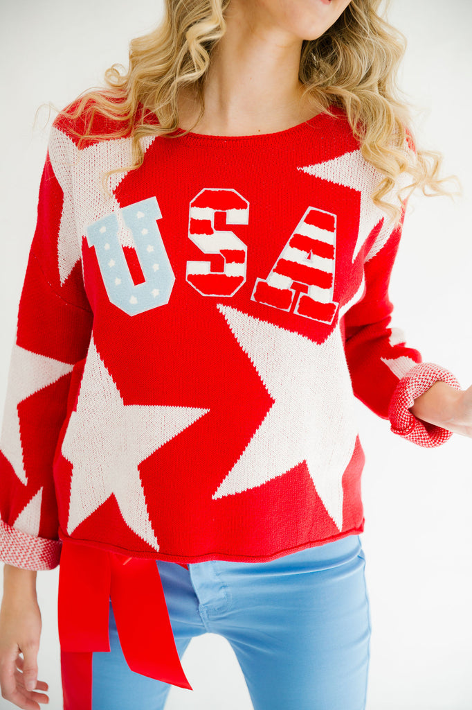 USA RED STAR SWEATER PULLOVER Judith March