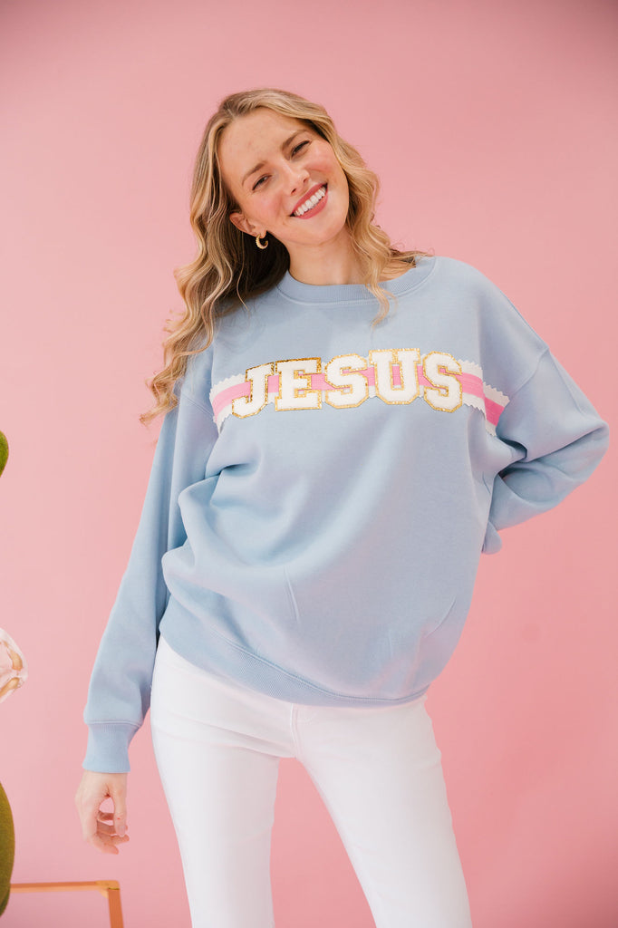 JESUS BLUE RIBBON PULLOVER PULLOVER Judith March