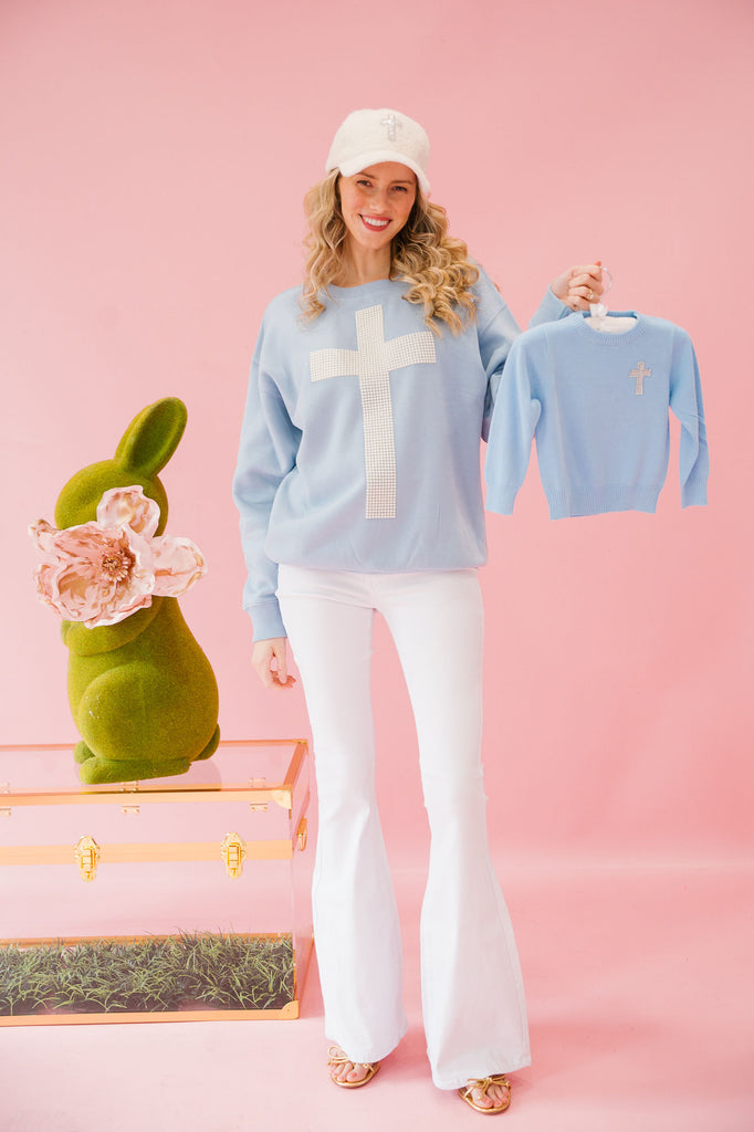 CROSS BLUE PULLOVER PULLOVER Judith March