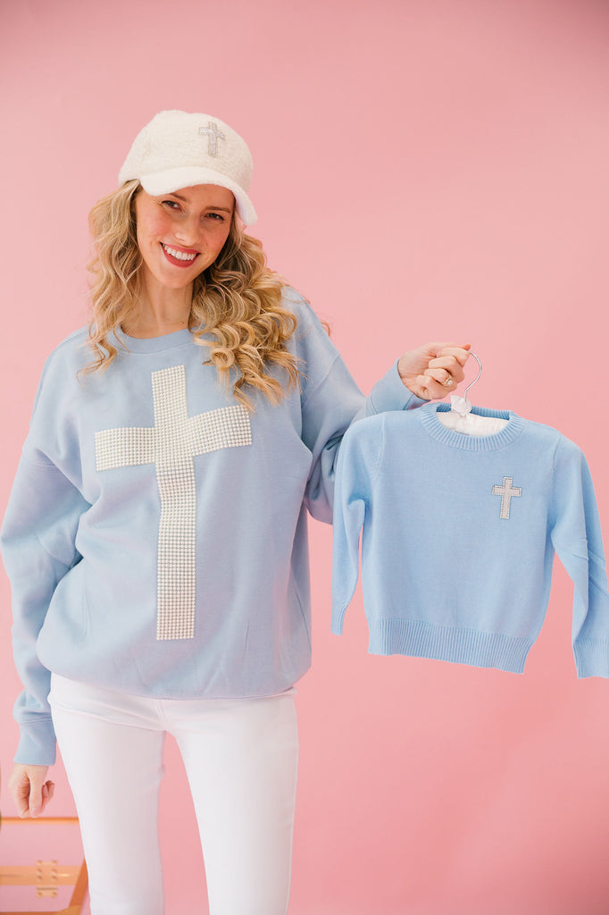 CROSS BLUE PULLOVER PULLOVER Judith March