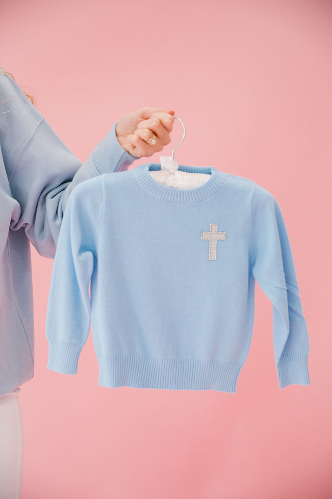 MINI KIDS CROSS BLUE SWEATER SWEATER Judith March