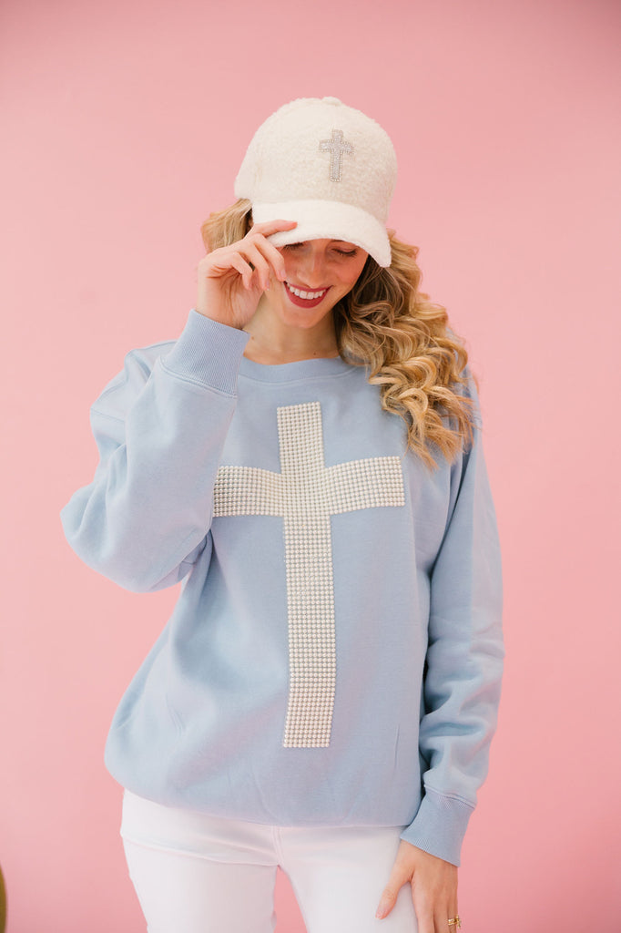 CROSS BLUE PULLOVER PULLOVER Judith March