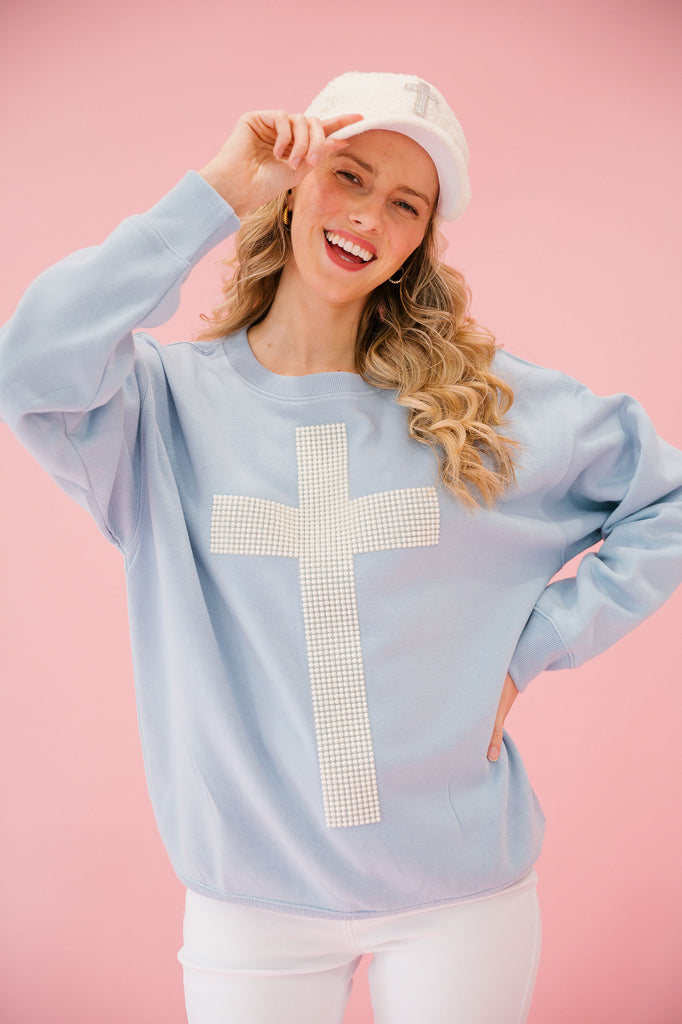 CROSS BLUE PULLOVER PULLOVER Judith March