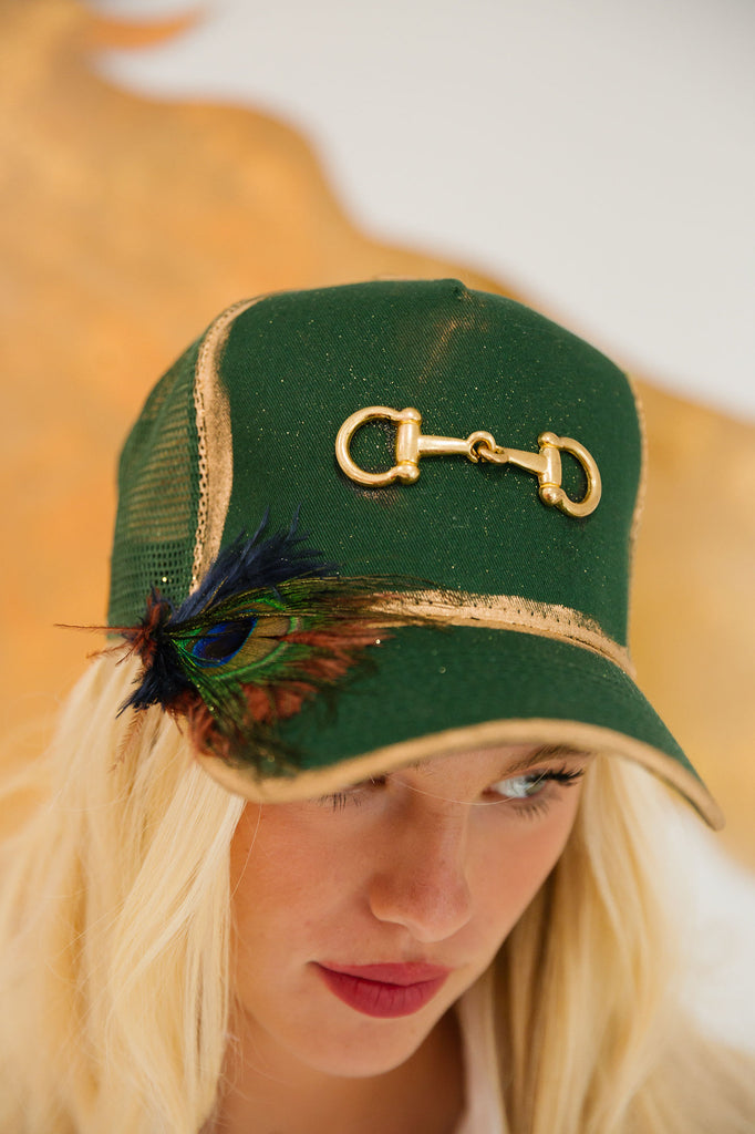 HORSE BIT TRUCKER HATS HAT Judith March GREEN STRUCTURED