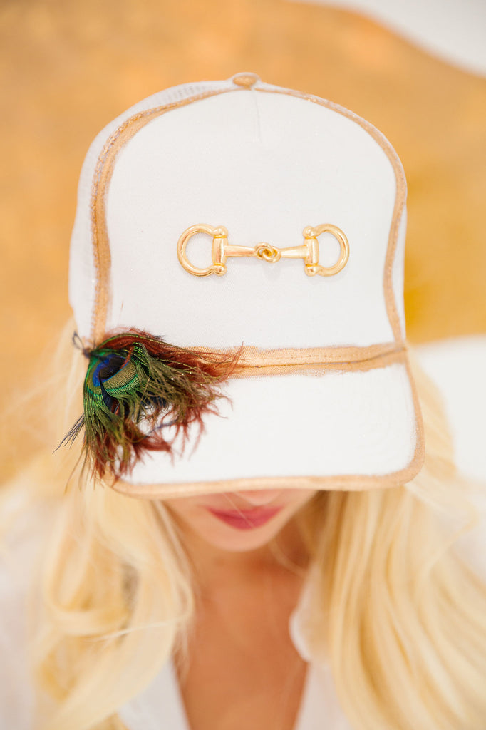 HORSE BIT TRUCKER HATS HAT Judith March WHITE TRUCKER